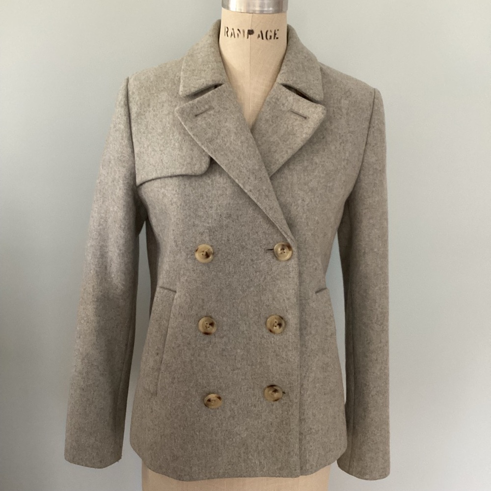 J. Crew Melton Wool Gray Short Pea Coat Size 2